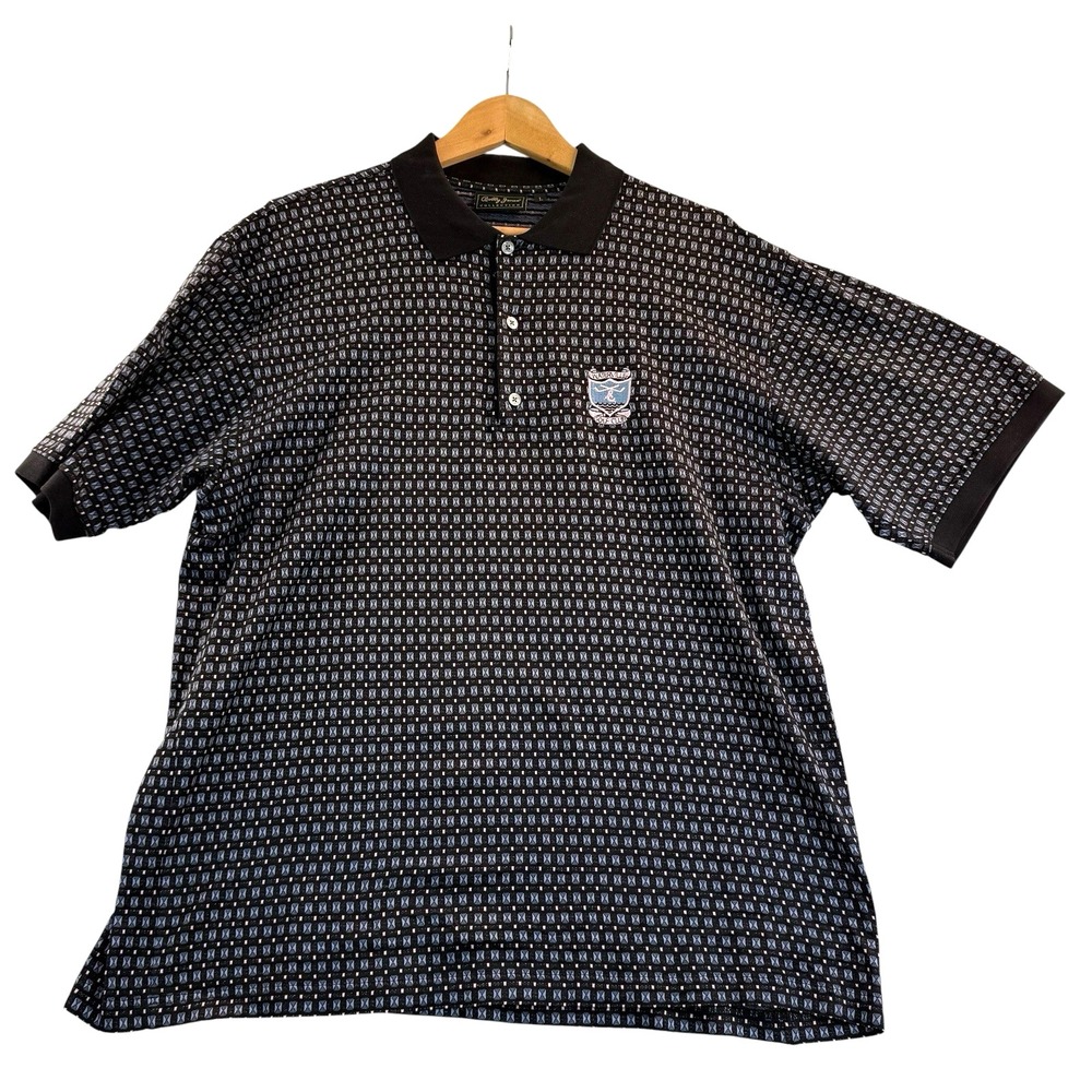 Bobby Jones Waterville Golf Club Ireland Golf Shirt Polo Navy/Black Geometric LG